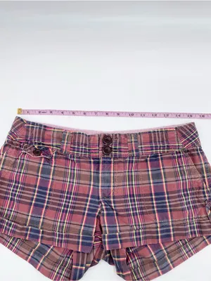 Vintage Y2K American Eagle Low Rise Plaid Shorts Size 4 Cotton Preppy Micro Mini thumbnail 7