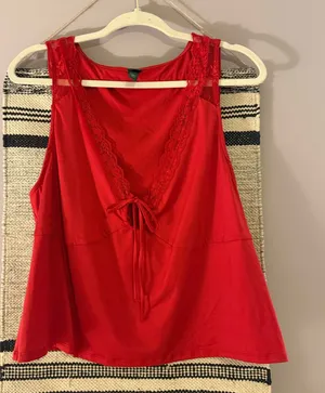 Wild fable satin red lace tank top thumbnail 1
