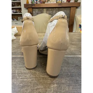 SAM EDELMAN Yaro Block Heel Sandal in Beige Patent Leather Size 9 thumbnail 5