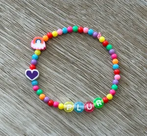 Handmade NEW Lot Of 2 Kandi Bracelets EDM Rave Festival Dinosaur PLUR Colorful Fun thumbnail 4