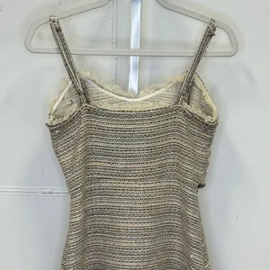 Storia Multi Color Tweed Tie Front Cutout Mini Dress Small SD1649 Sequins Fringe thumbnail 6