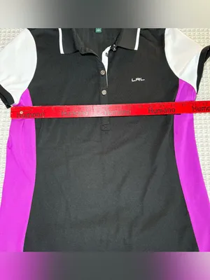 Lauren Ralph Lauren Performance Polo Shirt Women's Medium Black Cap Sleeve Golf thumbnail 4