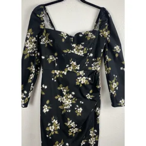Reformation Floral Sweetheart Neck Midi Dress Long Sleeve Side Slit Size 6 thumbnail 4