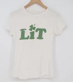 Unbranded T-Shirt Womens M White LIT Shamrock Graphic Good thumbnail 1
