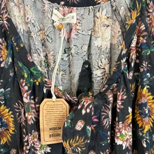 Natural Life Sienna Black Floral Mini Dress Cotton Womens Size Medium NWT thumbnail 3