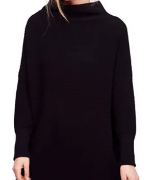 Free People Black Oversized Ottoman Slouchy Ribbed Tunic Sweater - Size - Small thumbnail 1