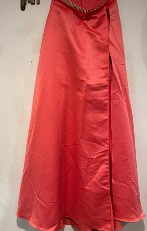 Xscape Vibrant Coral A-Line Skirt thumbnail 1