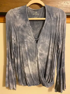 American Eagle Outfitters Soft & Sexy Light Blue Long Sleeve Top thumbnail 1