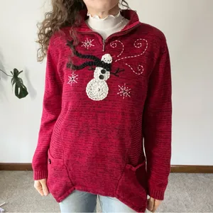 VINTAGE PBJ SPORT Embroidered Snowman Sweater thumbnail 3