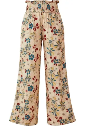 Hayden Wide Leg Pants Multicolor Floral Smocked High Waist Boho Womens Large‎ thumbnail 1