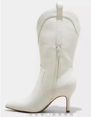 Wild Fable Women's Bryce Heeled Western Cowboy Boots in white faux leather thumbnail 4