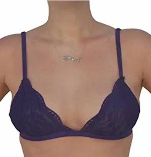 NWT Anemone Purple Lace Triangle Bralette Front Closure Criss Cross Back Small thumbnail 1