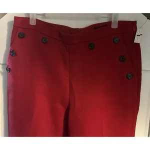 Halogen X Atlantic Pacific Button Detail Red Kick Flair Pants High Rise Sz 12 thumbnail 3