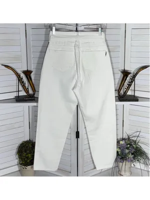 Vintage 90s Y2K jeans high rise wide barrel legs cream cotton grunge coquette S thumbnail 6