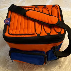 THERMOS Lunch Bag pretty big orange and Blue color BNWOT long 13” wide 12” thumbnail 1