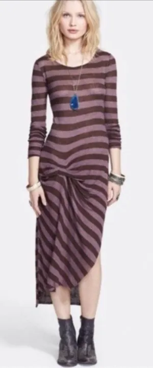 Free People Beach‎ Go Lightly Striped Linen Blend Maxi Swim Beach Cover Up XS thumbnail 1