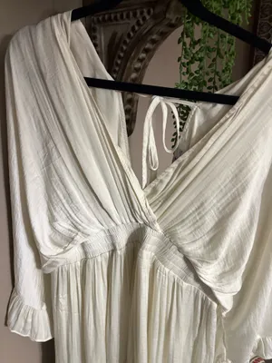 Women’s silk white dressy dress thumbnail 2