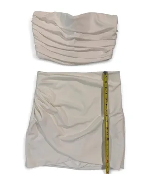 Zara Two Piece White Strapless Set Bottom Large Top Medium thumbnail 7