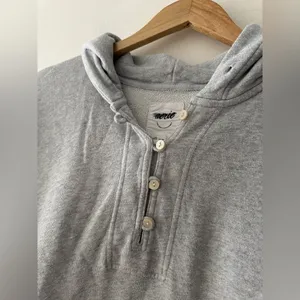 Aerie Gray Cozy Henley‎ Quarter Button Sweatshirt Hoodie thumbnail 5