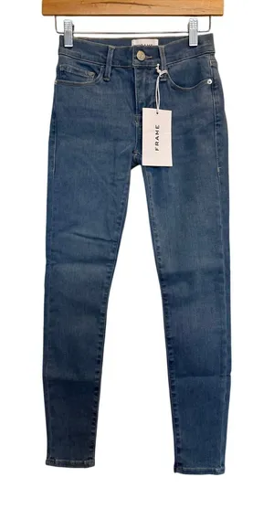 FRAME Le Skinny de Jeanne Skinny Jeans Women’s 24 Mid-Rise Ankle Blue Denim NWT thumbnail 1