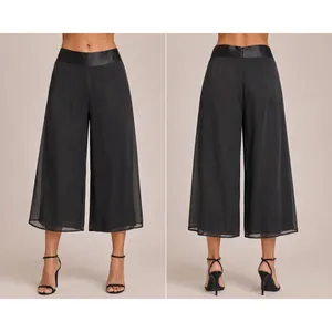 Cache Black Wide Leg Lined Self Belt Crop Pant Gaucho New $128 NWT Flat Front thumbnail 2