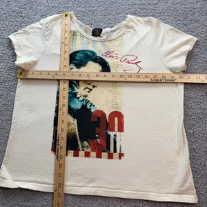 Vintage 2007 Elvis Presley 30th Anniversary Women's Graphic T-Shirt L Cream thumbnail 3