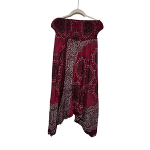 Bohemian Red Patterned Strapless Jumpsuit Small thumbnail 7