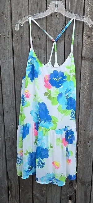Abercrombie & Fitch NWT Mini Dress Floral Halter Cross-back Spring SIZE L thumbnail 1