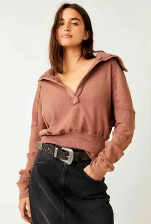 We The Free Free People Not So Ordinary Polo Top Size Small in Mauve - C59-002 thumbnail 1