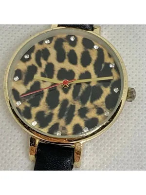 Ladies Fashion Watch Leopard Print dial gold tone 35mm quartz analog running thumbnail 3