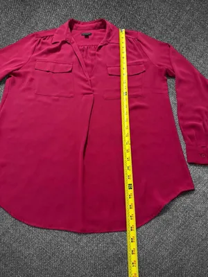 Ann Taylor Women’s Medium Magenta Long Sleeve Collared Polyester Blouse thumbnail 8