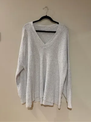 American Eagle Gray Waffle Knit Sweater thumbnail 2