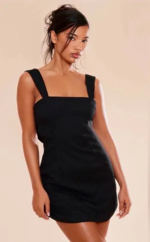 Pretty Little Thing Bow Black Dress Twill Cut-Out thumbnail 1