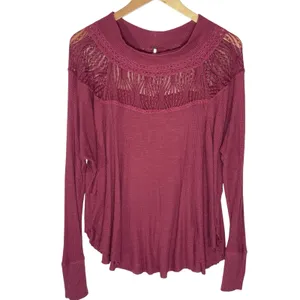FREE PEOPLE Women’s Spring Valley Lace Trim Long Sleeve Thermal Top thumbnail 3