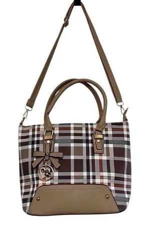Kate Hill Brown Plaid Crossbody Shoulder‎ Convertible Adjustable Handbag Purse thumbnail 1