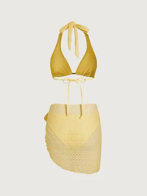 Samiol Yellow Metallic Bikini Three thumbnail 4