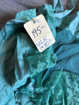 Women's Lace-Trim Satin Chemise - Teal Green thumbnail 3