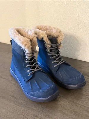 UGG Cecile Navy Blue Leather Sheepskin Duck Boots 1014361K Size 5 thumbnail 2