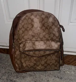 Coach Signature Canvas Backpack in Brown and Tan thumbnail 1