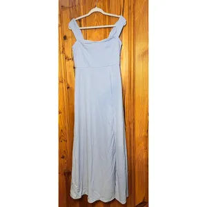Shein Bridesmaids Dress L Blue Belle Off Shoulder Slit Thigh Gown MOH OC4A thumbnail 5