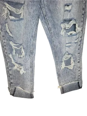 KanCan Light Acid Wash Distressed High Rise Boyfriend Denim Jeans thumbnail 4