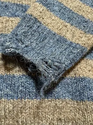 Lumiere Blue and‎ Brown Striped Grunge Distressed Knit Sweater thumbnail 4