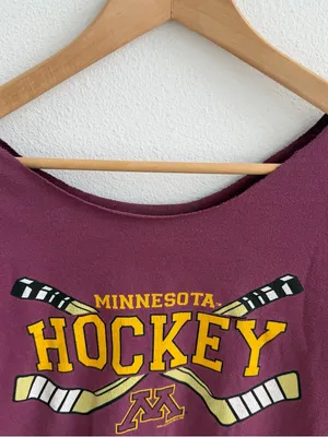 Minnesota Golden Gophers off-the-shoulder burgundy hockey tee thumbnail 4