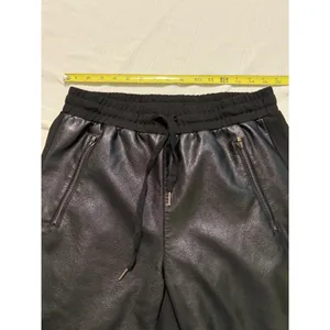 Fate Faux Leather Front Jogger Pants Black Mixed Media Drawstring Size L‎ thumbnail 5