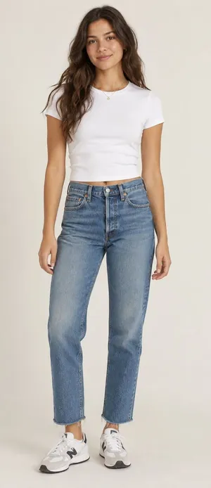 Levi's Ribcage Straight Ankle Jeans – Dance Around (Medium Wash) – 27 thumbnail 1