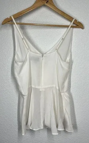 Intermix Tess Ruffled Sleeveless Top Size P Ivory Silk Tank XS thumbnail 6