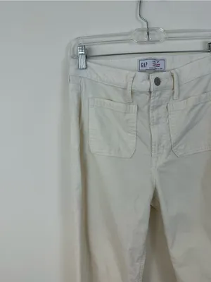 GAP Cream Corduroy 70's Flare High-Rise Pants Size 6R Women's thumbnail 2