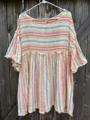 Like New Free People Summer Nights Dress / Top Multi Stripe Oversized Medium thumbnail 6