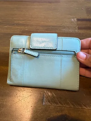 Coach Vintage Kristin Smooth Leather Compact Wallet Bifold Coin Light Blue Y2K thumbnail 2