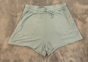 Light Blue Ribbed Drawstring Women’s Lounge Shorts Size Small thumbnail 1